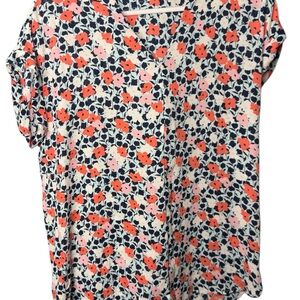 Pleione Coral and Cream Floral Blouse